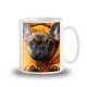 Francia bulldogos bögre narancssárga kabátos bébi bulldoggal